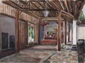 Intérieur d'une pagode (Vietnam), aquarelle de René Mercier, années 1940 (EFEO_MERR00404)
Bên trong một ngôi chùa (Việt Nam), tranh màu nước, René Mercier, 1940
