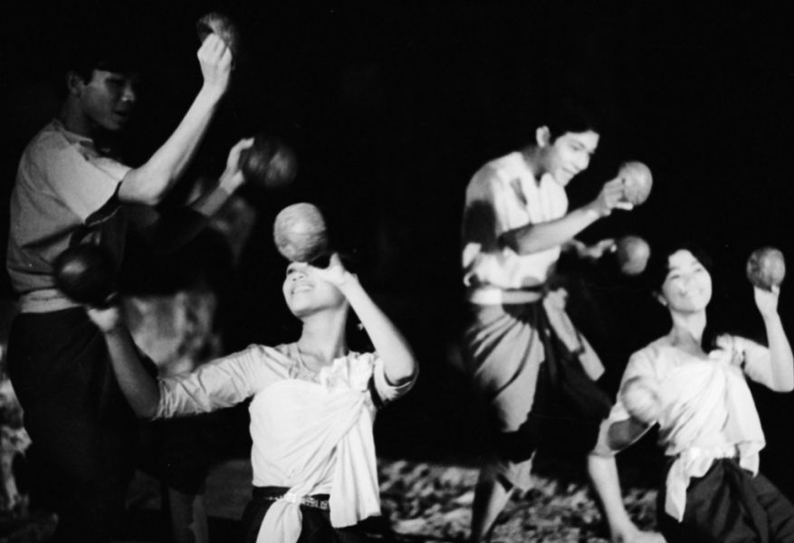 Danse des noix de coco, les danses folkloriques s’inspirent des activités du Cambodge rural, mis en scène au lendemain de l’indépendance en 1953 pour promouvoir la culture nationale 